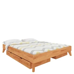 Wohnen Naturholzmöbel|Betten*190cm Unterlänge Doppelbett ohne Kopfteil - Junola II