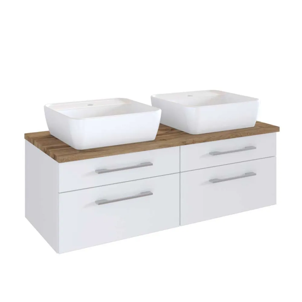 Wohnen 120cm Waschtisch für 2 Personen in Weiß - Enwicos