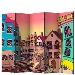 Wohnen Comic Motiv Paravent mit Stadt Ansicht - Barna