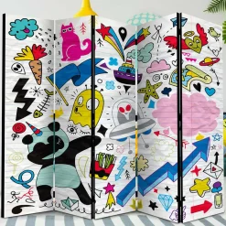 Wohnen Kindermöbel*Comic Style Paravent mit bunten Motiven - Patasano