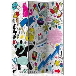 Wohnen Kindermöbel*Comic Style Paravent mit bunten Motiven - Patasano