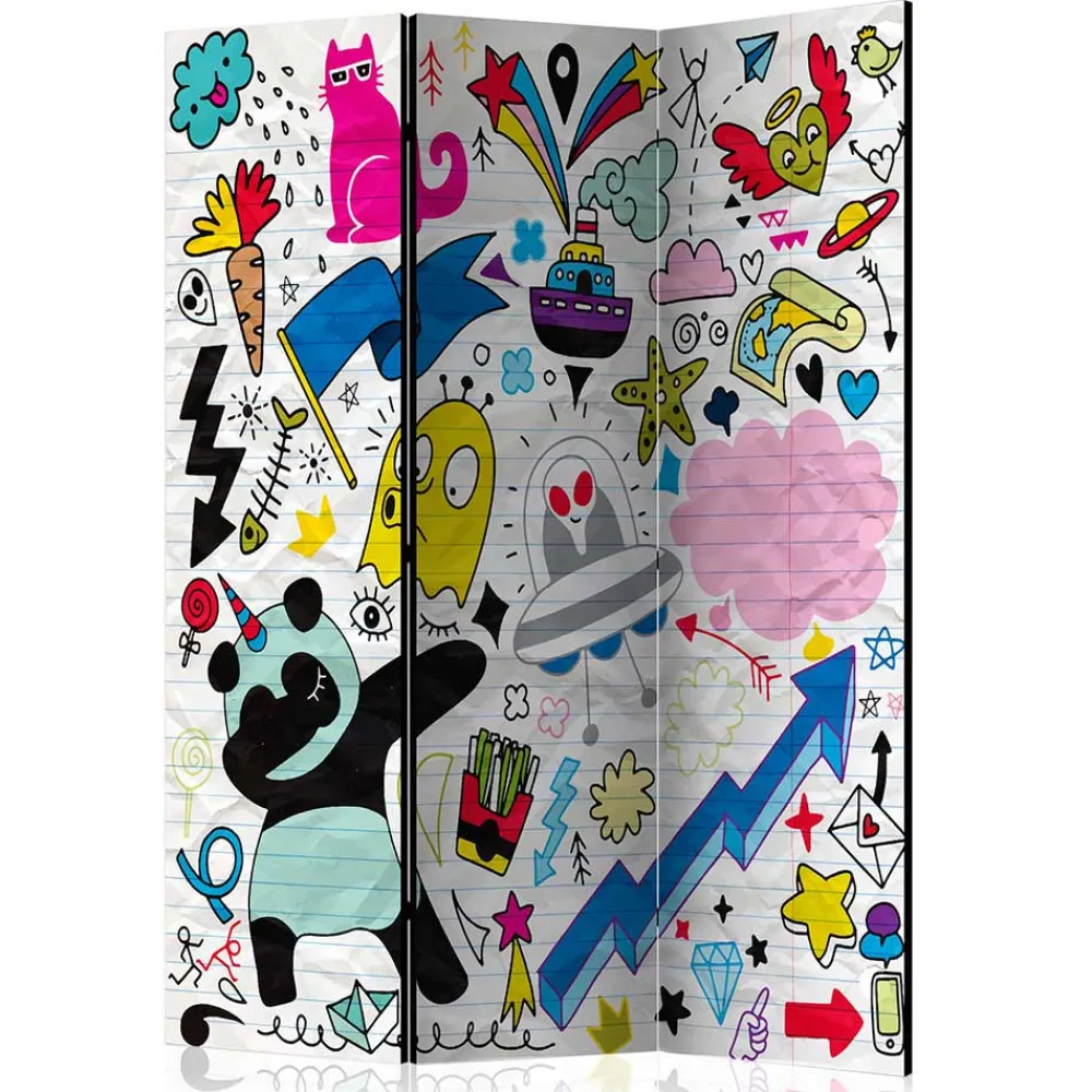 Wohnen Kindermöbel*Comic Style Paravent mit bunten Motiven - Patasano