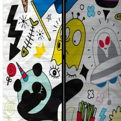 Wohnen Kindermöbel*Comic Style Paravent mit bunten Motiven - Patasano