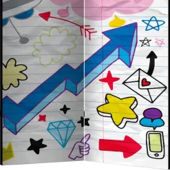 Wohnen Kindermöbel*Comic Style Paravent mit bunten Motiven - Patasano