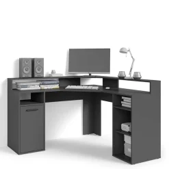 Wohnen Computer Winkeltisch in Anthrazit - Ricky
