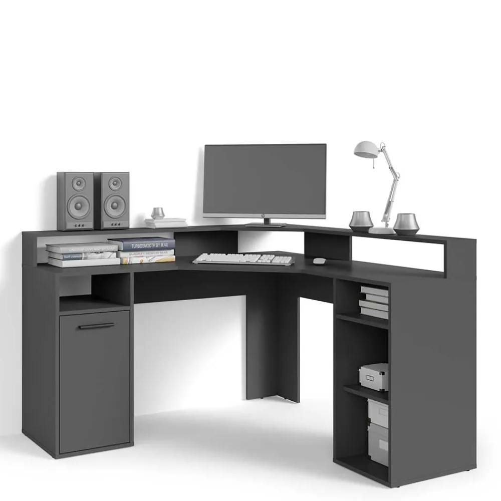Wohnen Computer Winkeltisch in Anthrazit - Ricky