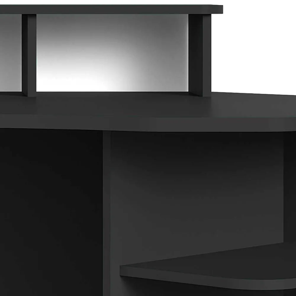 Wohnen Computertisch in Schwarz mit Aufsatz - Iscian