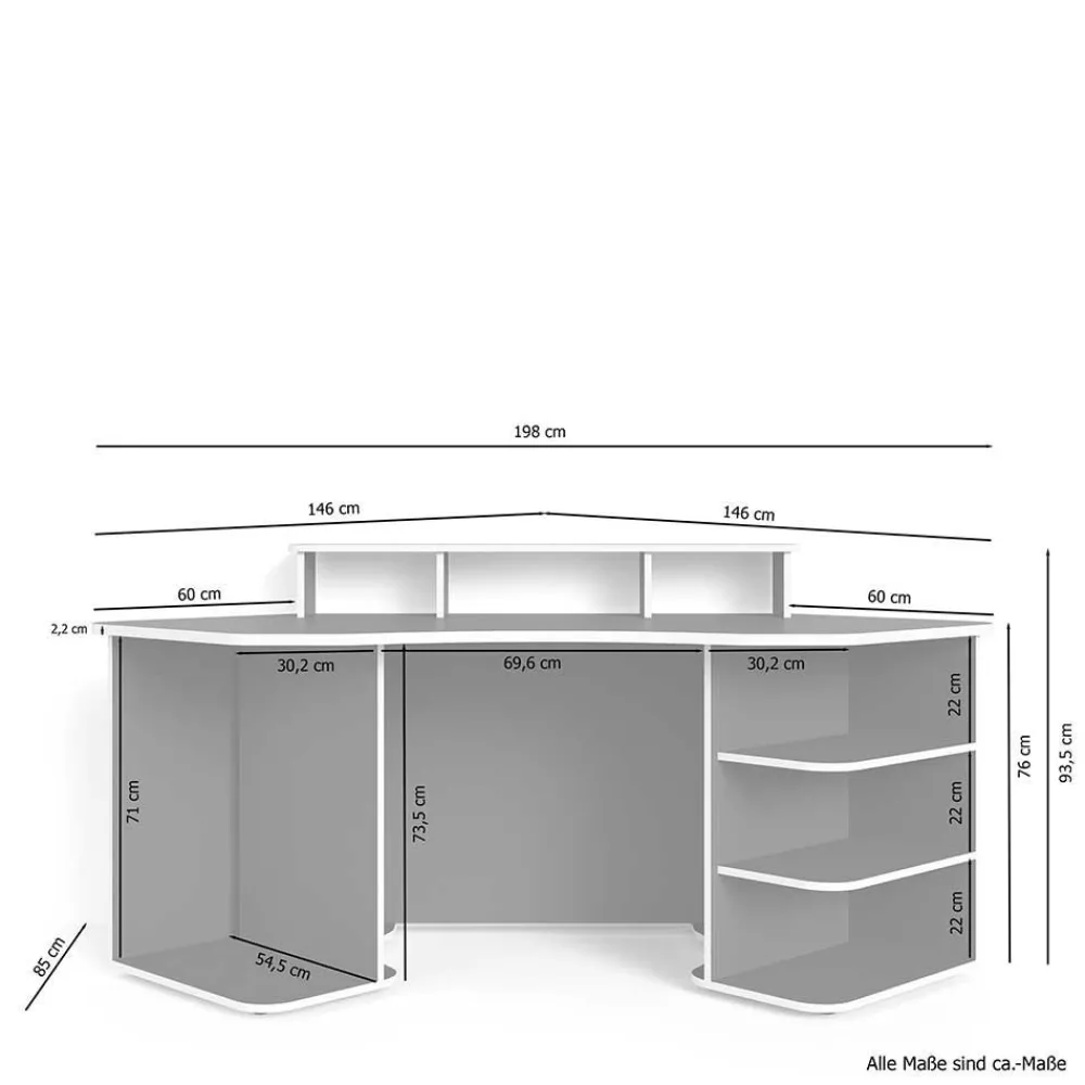 Wohnen Computertisch in Schwarz mit Aufsatz - Iscian