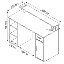 Wohnen Jugendzimmertische|Kinderschreibtische*Computertisch in Sonoma-Eiche und Weiß - Bojan