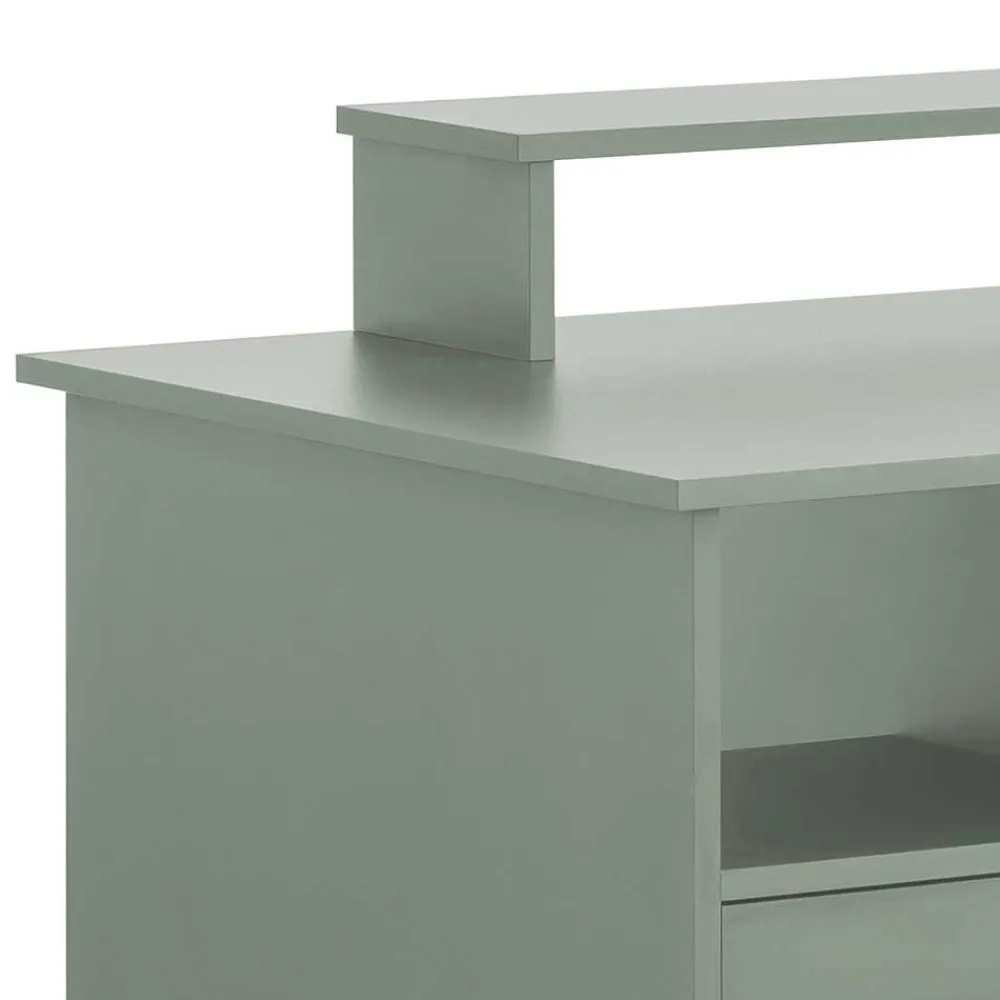 Kinder Wohnen Computertisch mit Aufsatz in Graugrün - Tageda