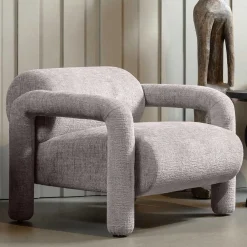 Wohnen Cooler Designer Sessel in Beige Samt - Sestron