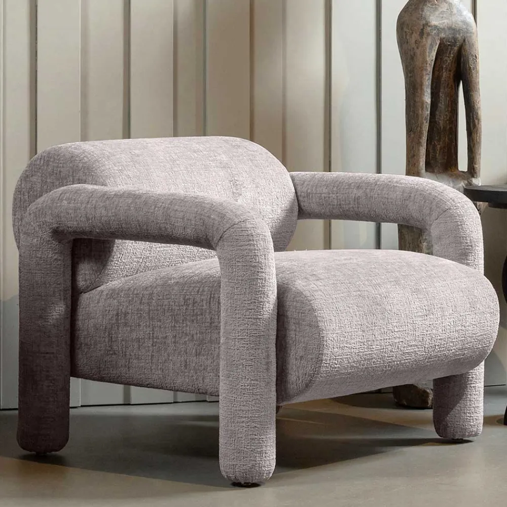 Wohnen Cooler Designer Sessel in Beige Samt - Sestron