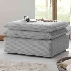 Wohnen Barhocker|Hocker*Cord Polsterhocker in Hellgrau - Tessina