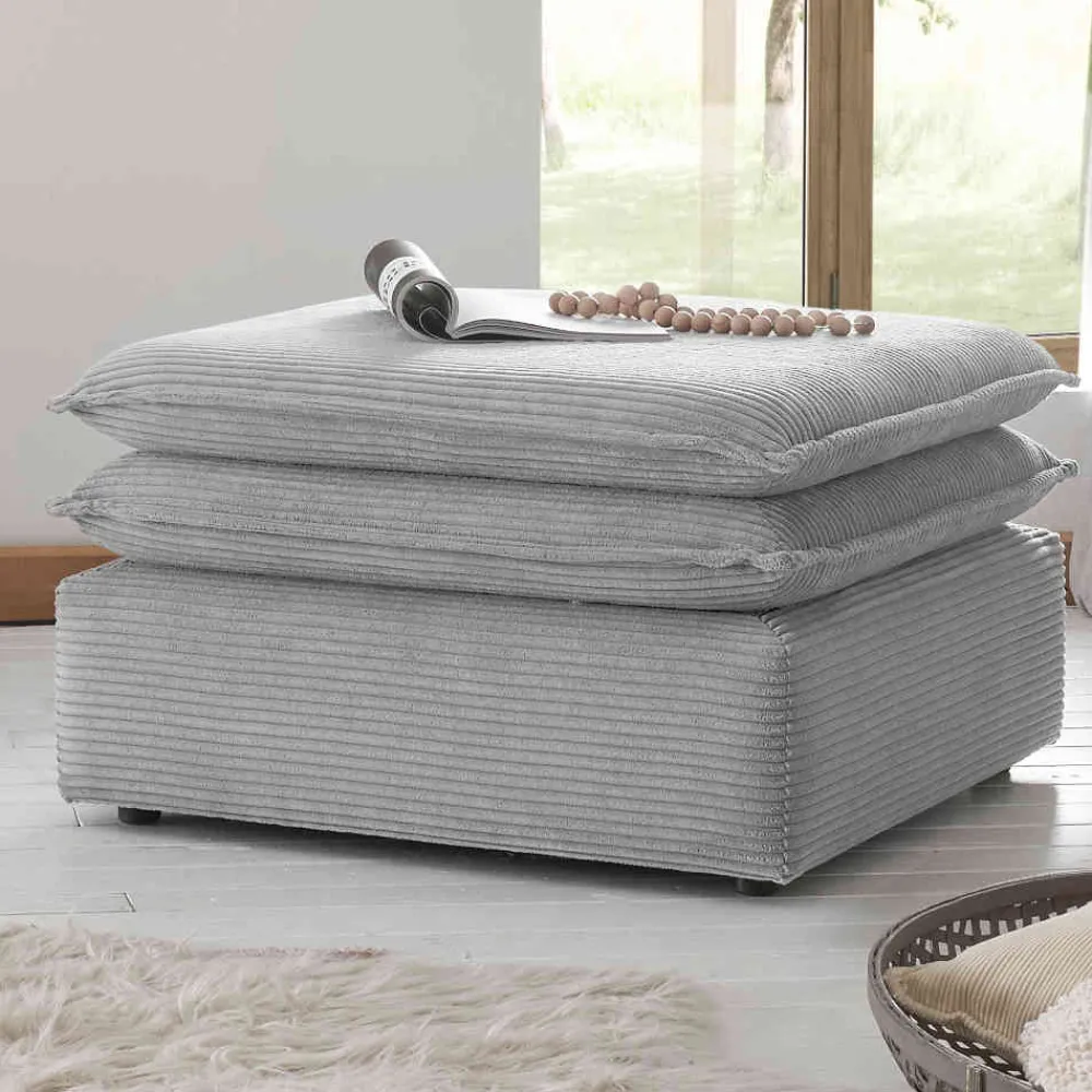 Wohnen Barhocker|Hocker*Cord Polsterhocker in Hellgrau - Tessina