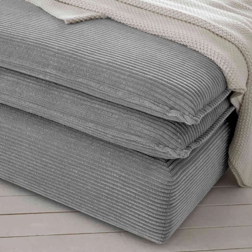 Wohnen Barhocker|Hocker*Cord Polsterhocker in Hellgrau - Tessina