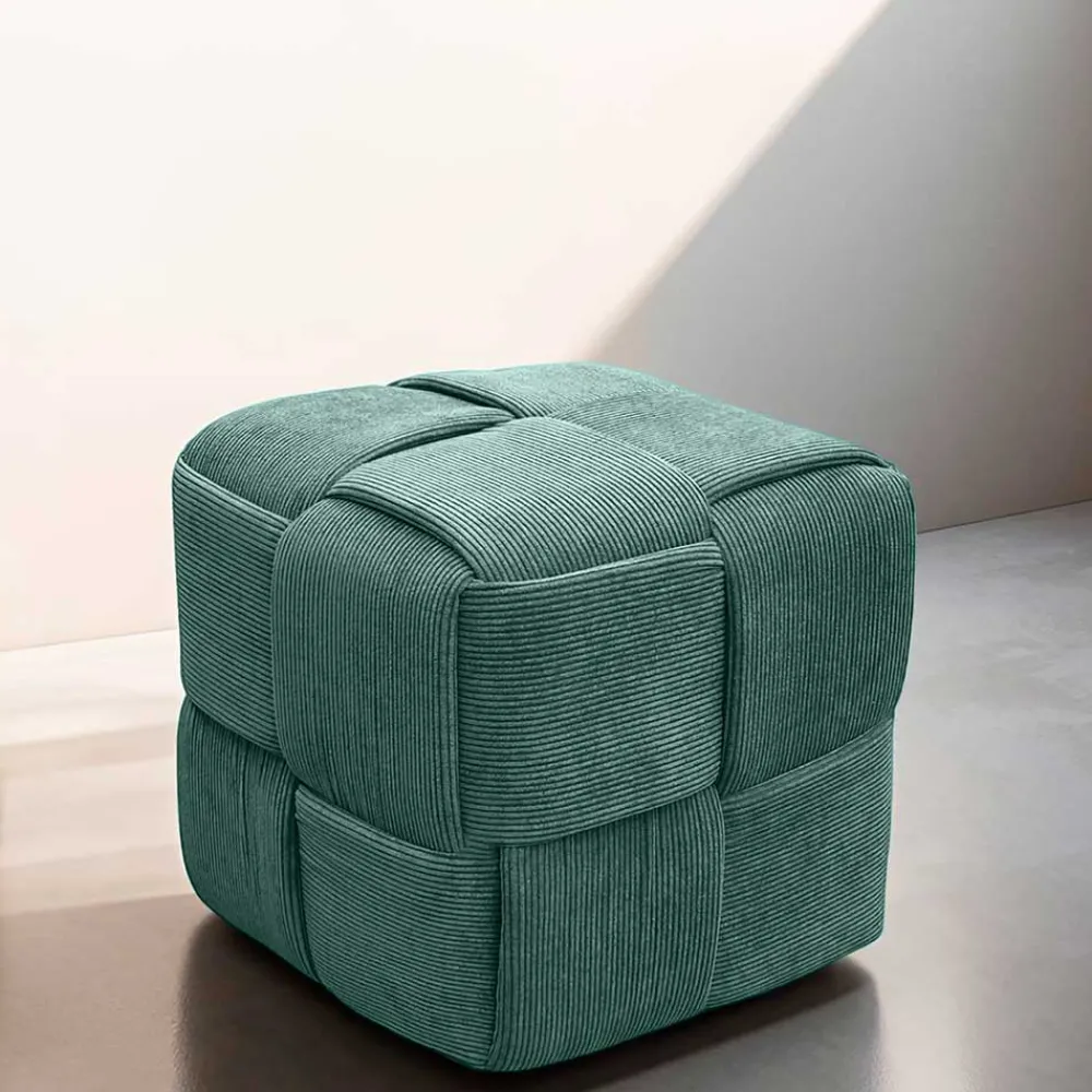 Wohnen Sessel & Hocker*Cord Pouf in Dunkelgrün - Glory