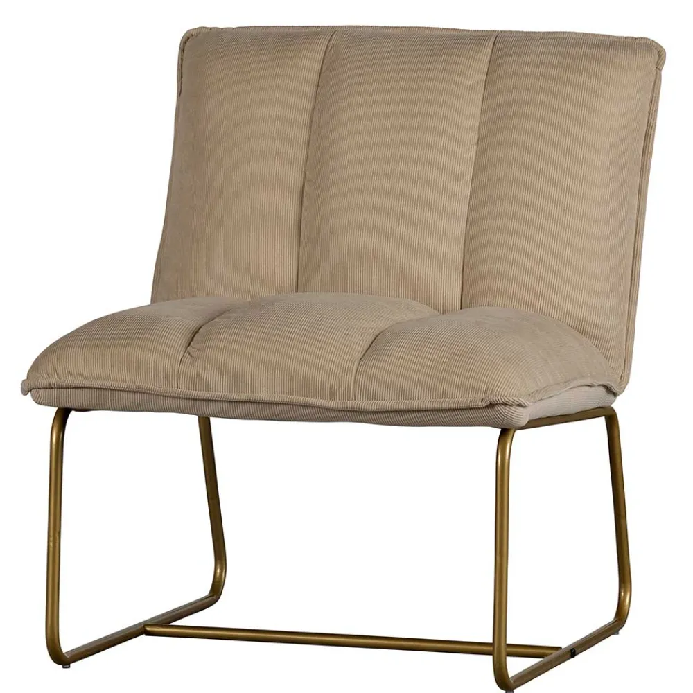 Wohnen Retro Möbel|Sessel & Hocker*Cord Wohnzimmerstuhl in Beige - Velsamos