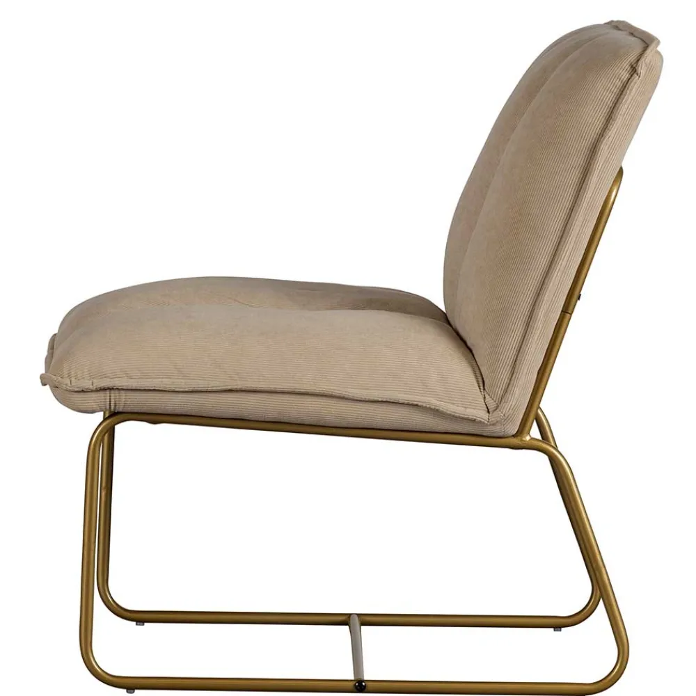 Wohnen Retro Möbel|Sessel & Hocker*Cord Wohnzimmerstuhl in Beige - Velsamos