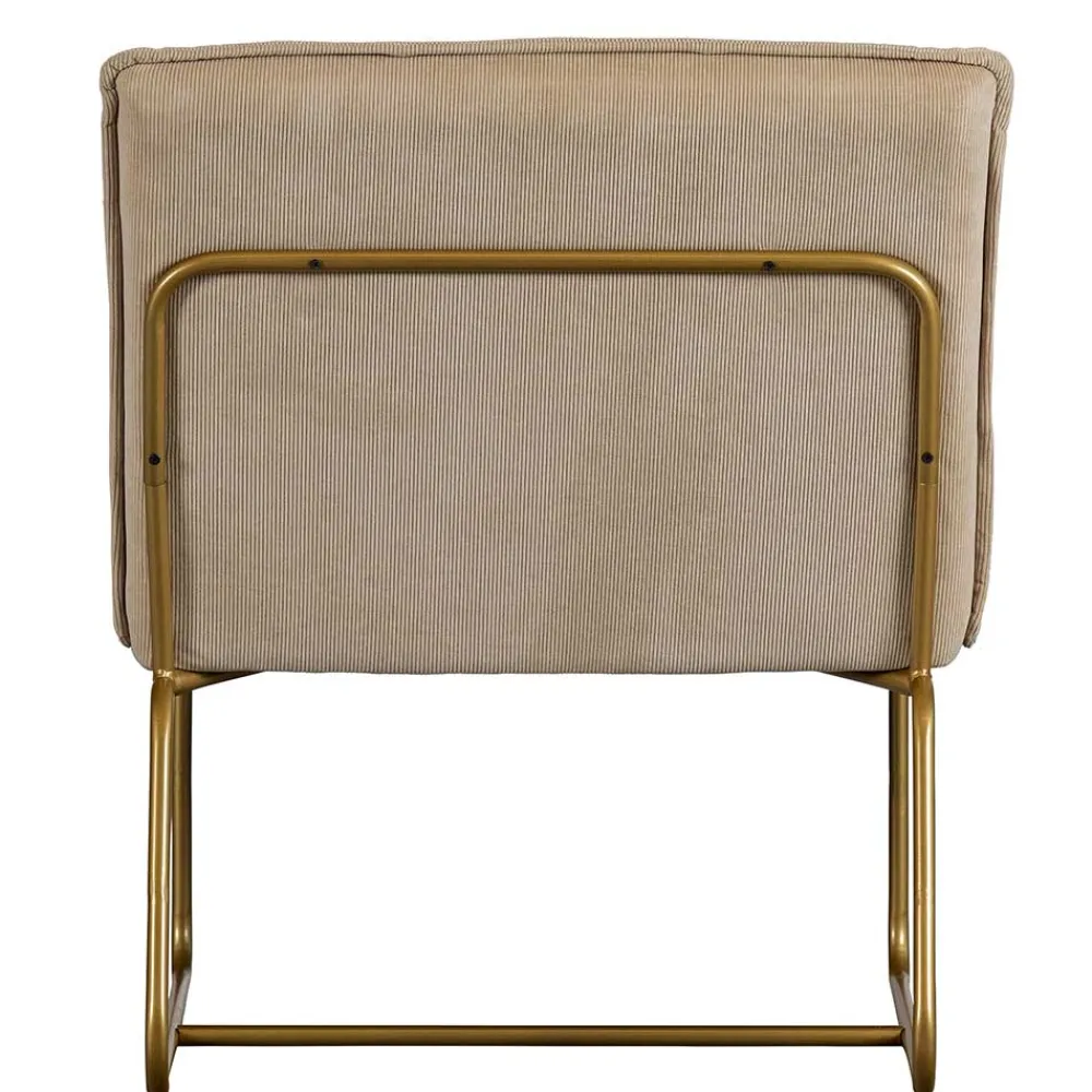 Wohnen Retro Möbel|Sessel & Hocker*Cord Wohnzimmerstuhl in Beige - Velsamos