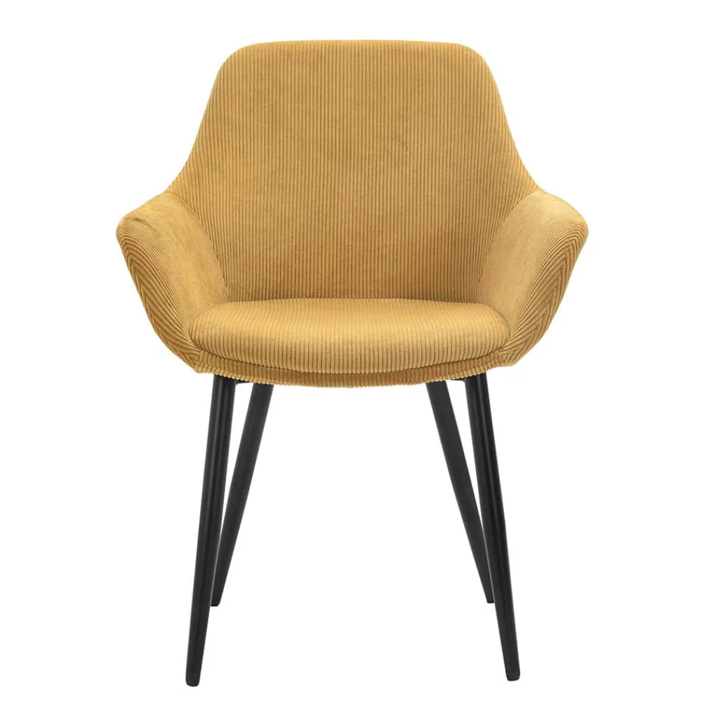 Wohnen Stühle|Retro Möbel*Cordstühle in Gold Gelb - Xaidon (2er Set)