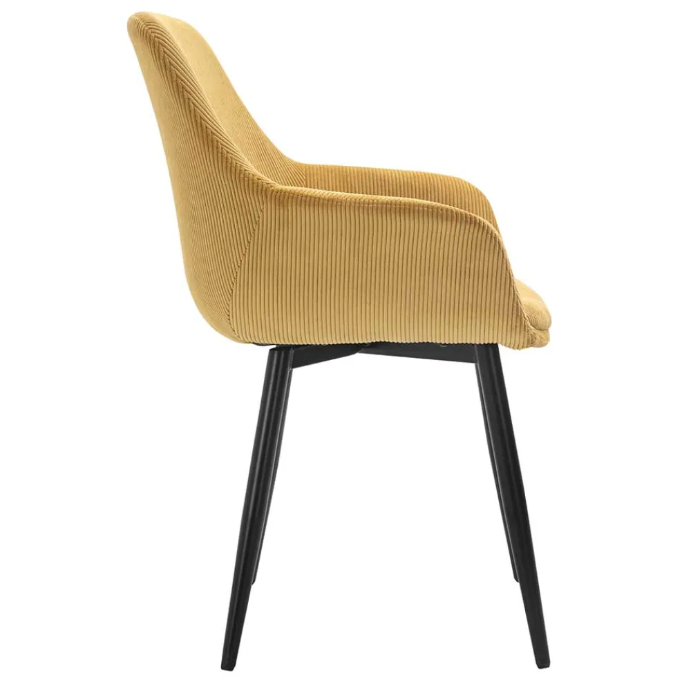 Wohnen Stühle|Retro Möbel*Cordstühle in Gold Gelb - Xaidon (2er Set)