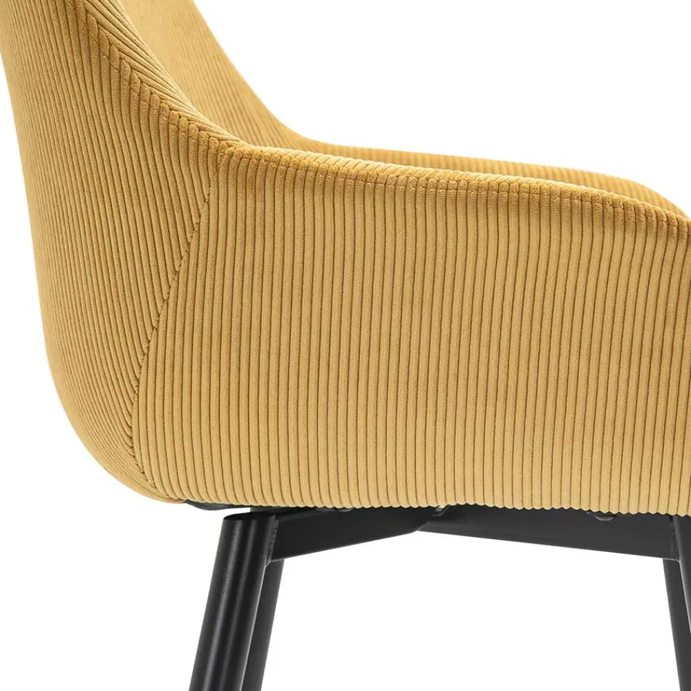 Wohnen Stühle|Retro Möbel*Cordstühle in Gold Gelb - Xaidon (2er Set)
