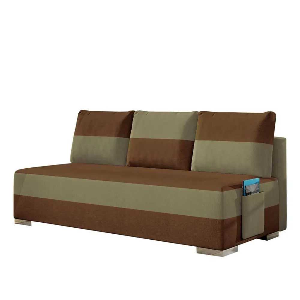 Wohnen Couchbett mit Federkern in Rostbraun und Beige - Jemayno