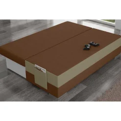 Wohnen Couchbett mit Federkern in Rostbraun und Beige - Jemayno