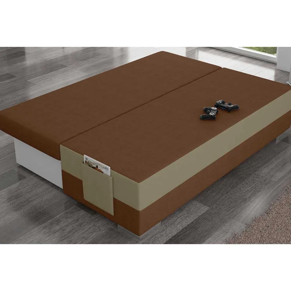 Wohnen Couchbett mit Federkern in Rostbraun und Beige - Jemayno