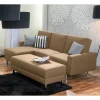 Wohnen Couchbett mit Hocker in Beige mit Chrom - Proof (zweiteilig)