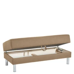 Wohnen Couchbett mit Hocker in Beige mit Chrom - Proof (zweiteilig)
