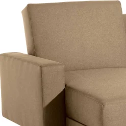 Wohnen Couchbett mit Hocker in Beige mit Chrom - Proof (zweiteilig)