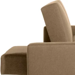 Wohnen Couchbett mit Hocker in Beige mit Chrom - Proof (zweiteilig)