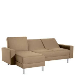 Wohnen Couchbett mit Hocker in Beige mit Chrom - Proof (zweiteilig)