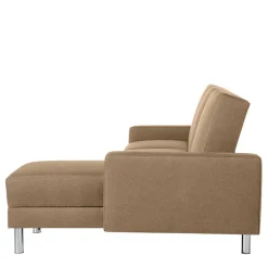 Wohnen Couchbett mit Hocker in Beige mit Chrom - Proof (zweiteilig)