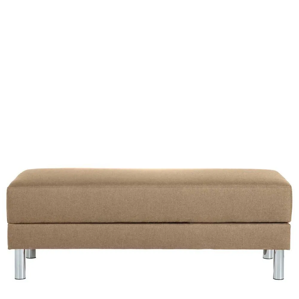 Wohnen Couchbett mit Hocker in Beige mit Chrom - Proof (zweiteilig)
