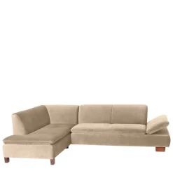 Wohnen Sofas|Sofa*Couchecke in Beige mit Nussbaum Braun - Franatico