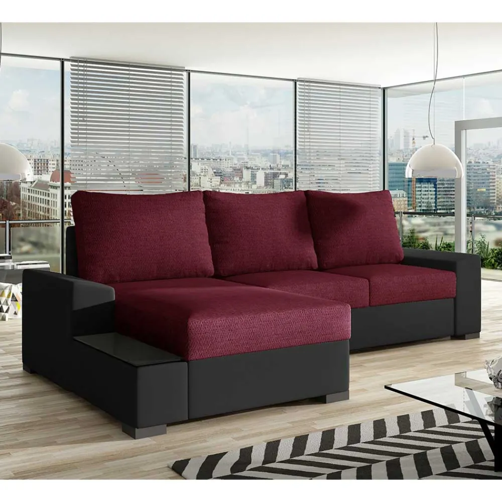 Wohnen Schlafsofas*Couchecke in Magenta und Schwarz - And