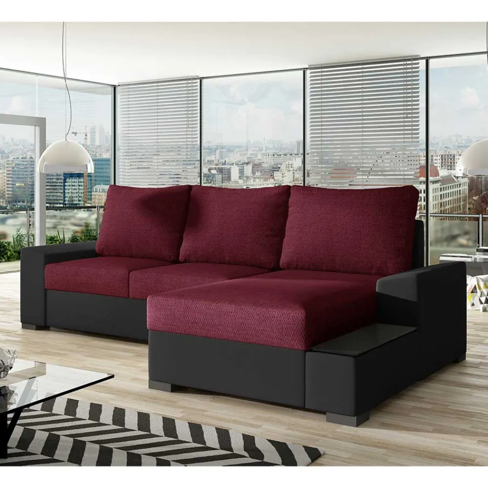 Wohnen Schlafsofas*Couchecke in Magenta und Schwarz - And