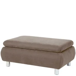 Wohnen Couchhocker in Beigegrau mit Chrom - Hayley