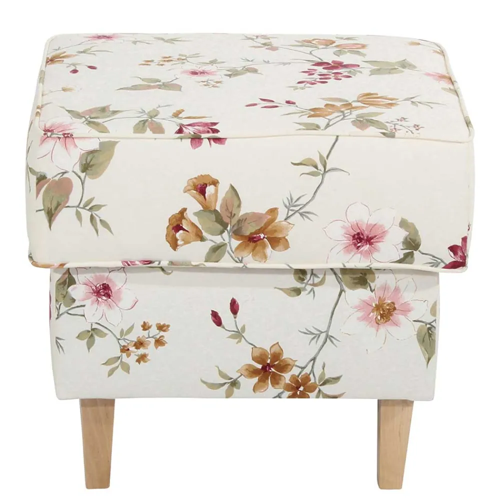 Wohnen Couchhocker in Weiß mit Blumen Muster - Salines