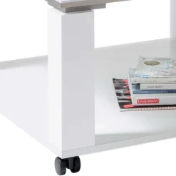 Wohnen Couchtisch auf Rollen in Weiß Hochglanz mit Alu - Erminia