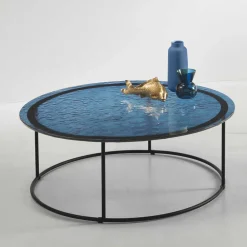 Wohnen Glasmöbel|Küchentische*Couchtisch in Blau Strukturglas - Neive