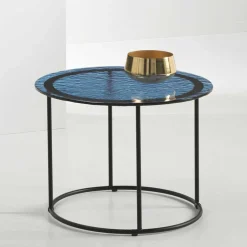 Wohnen Glasmöbel|Küchentische*Couchtisch in Blau Strukturglas - Neive