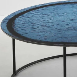 Wohnen Glasmöbel|Küchentische*Couchtisch in Blau Strukturglas - Neive