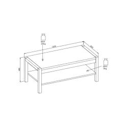 Wohnen Couchtisch mit Ablage in Wildeiche Holzoptik - Zavorra