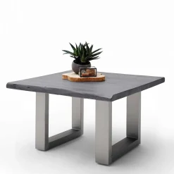 Wohnen Graue Möbel|Naturholzmöbel*Couchtisch mit Naturkanten Holzplatte in Grau - Kassanda