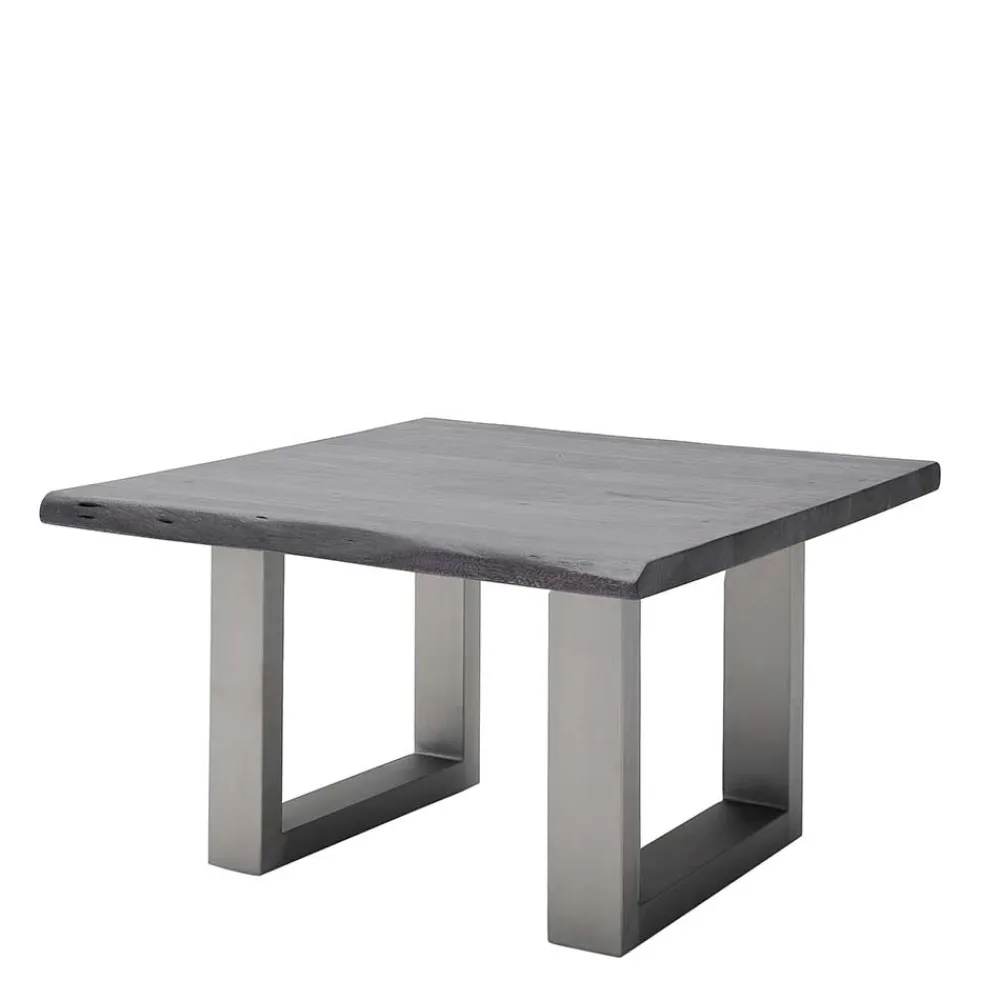 Wohnen Graue Möbel|Naturholzmöbel*Couchtisch mit Naturkanten Holzplatte in Grau - Kassanda