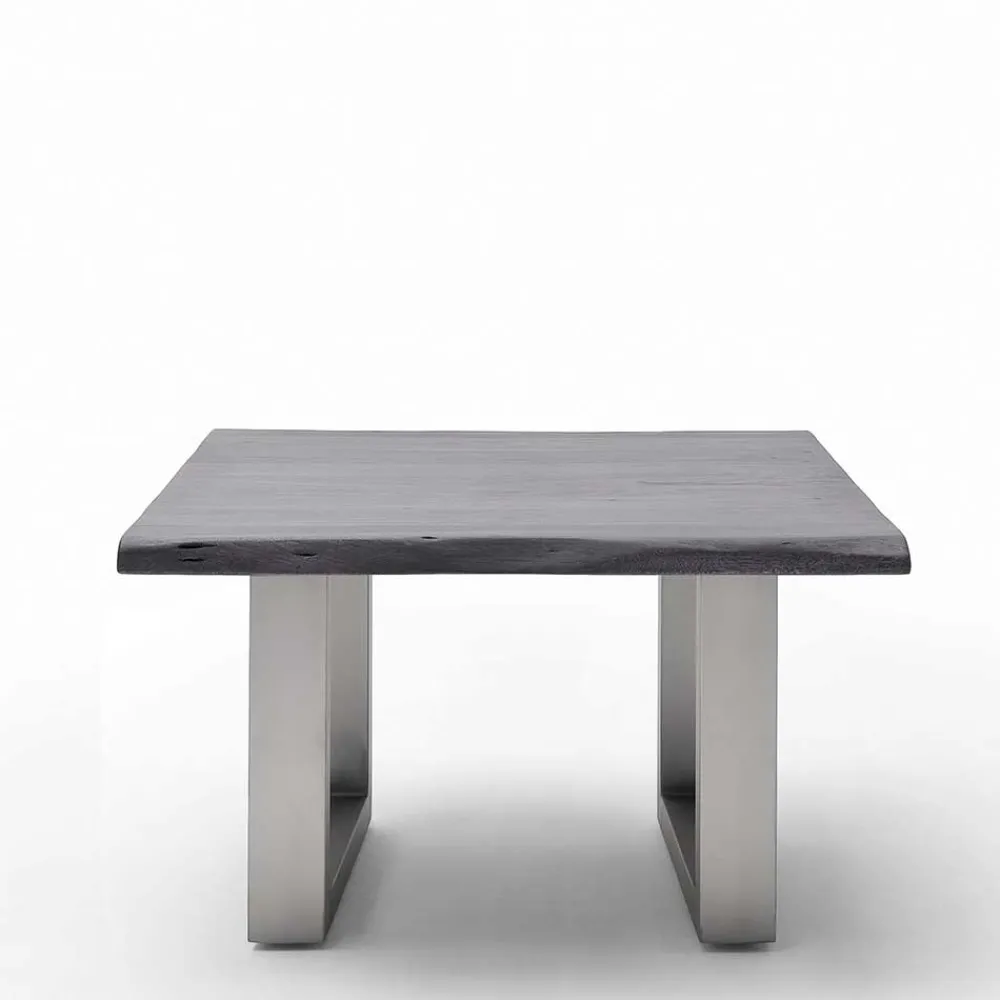 Wohnen Graue Möbel|Naturholzmöbel*Couchtisch mit Naturkanten Holzplatte in Grau - Kassanda