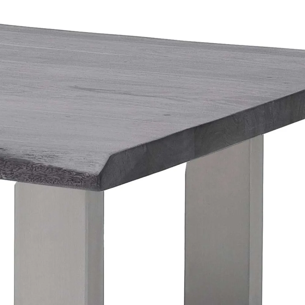 Wohnen Graue Möbel|Naturholzmöbel*Couchtisch mit Naturkanten Holzplatte in Grau - Kassanda